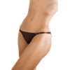 A woman in black panties standing next to her butt.